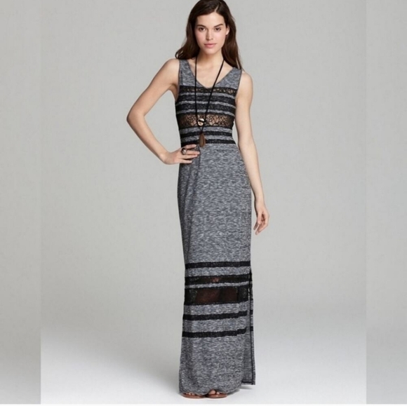 FP Movement by Free People Dresses & Skirts - Free People Haze Daze Heathered Black/ Black Lace Sz S Maxi Dress